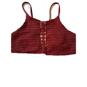 Crochet top/ swim suit‎ top. Could be used for either. Size small. Maroon. N15.